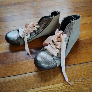 Papucei Handmade Slipper Shoes Leather 40 EU Bootie Gray Silver Metallic Sz 9 US